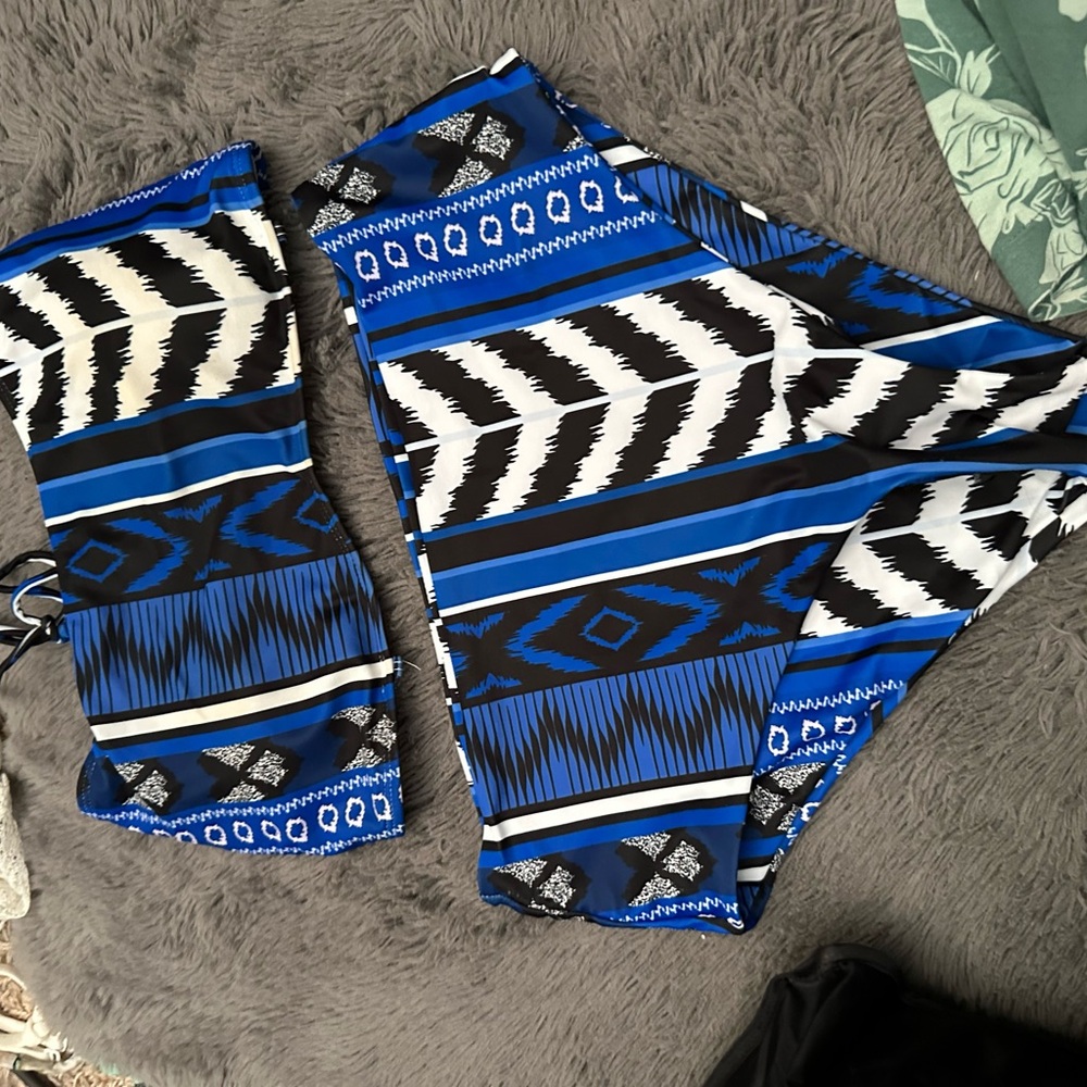 Blue and Black Geometric Print Swimsuit